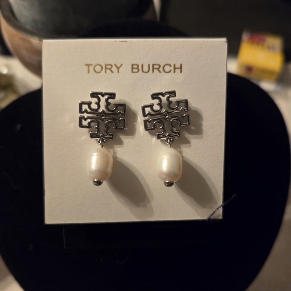 Tory Burch Silver and Pearl Earrings - Picture 1 of 2